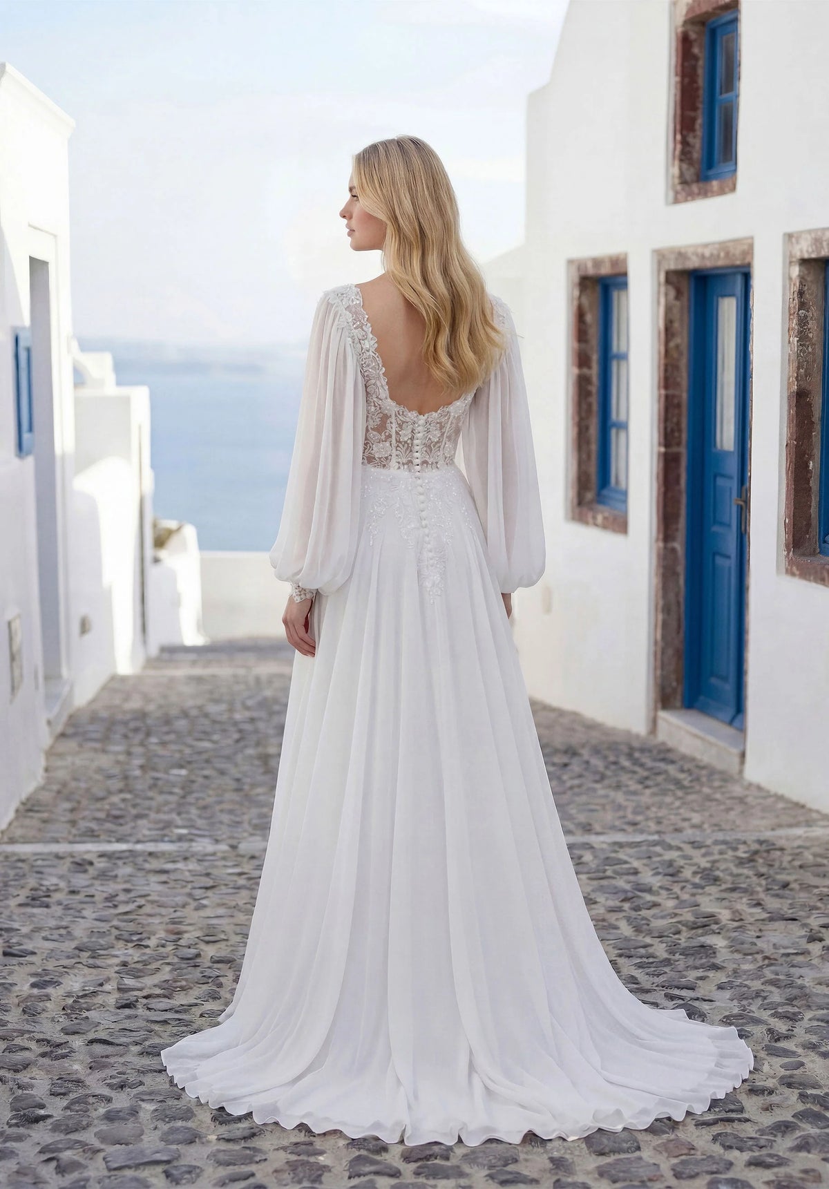 34763-A-line Wedding Dress has a Sheer, Boned Bodice with a Plunging Sweetheart Neckline
