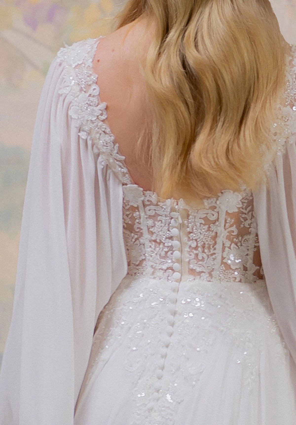 34763-A-line Wedding Dress has a Sheer, Boned Bodice with a Plunging Sweetheart Neckline