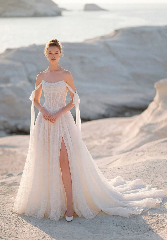 34749-A-Line Basque Waist Wedding Gown