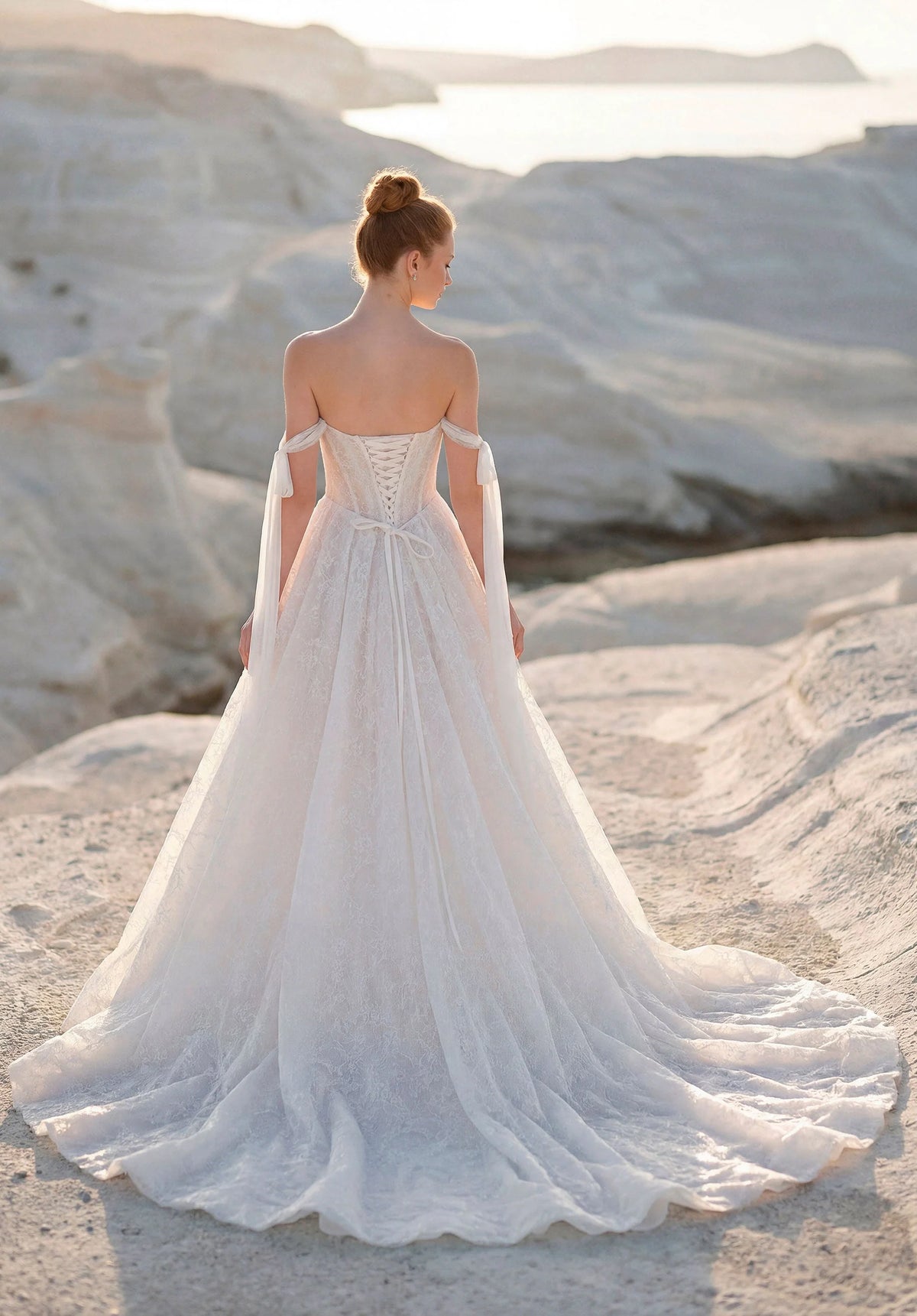 34749-A-Line Basque Waist Wedding Gown