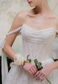 34749-A-Line Basque Waist Wedding Gown