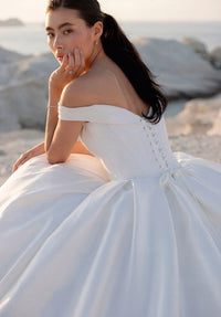 34750-Off-the-Shoulder Ball Gown Wedding Dress