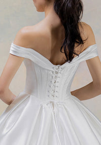 34750-Off-the-Shoulder Ball Gown Wedding Dress