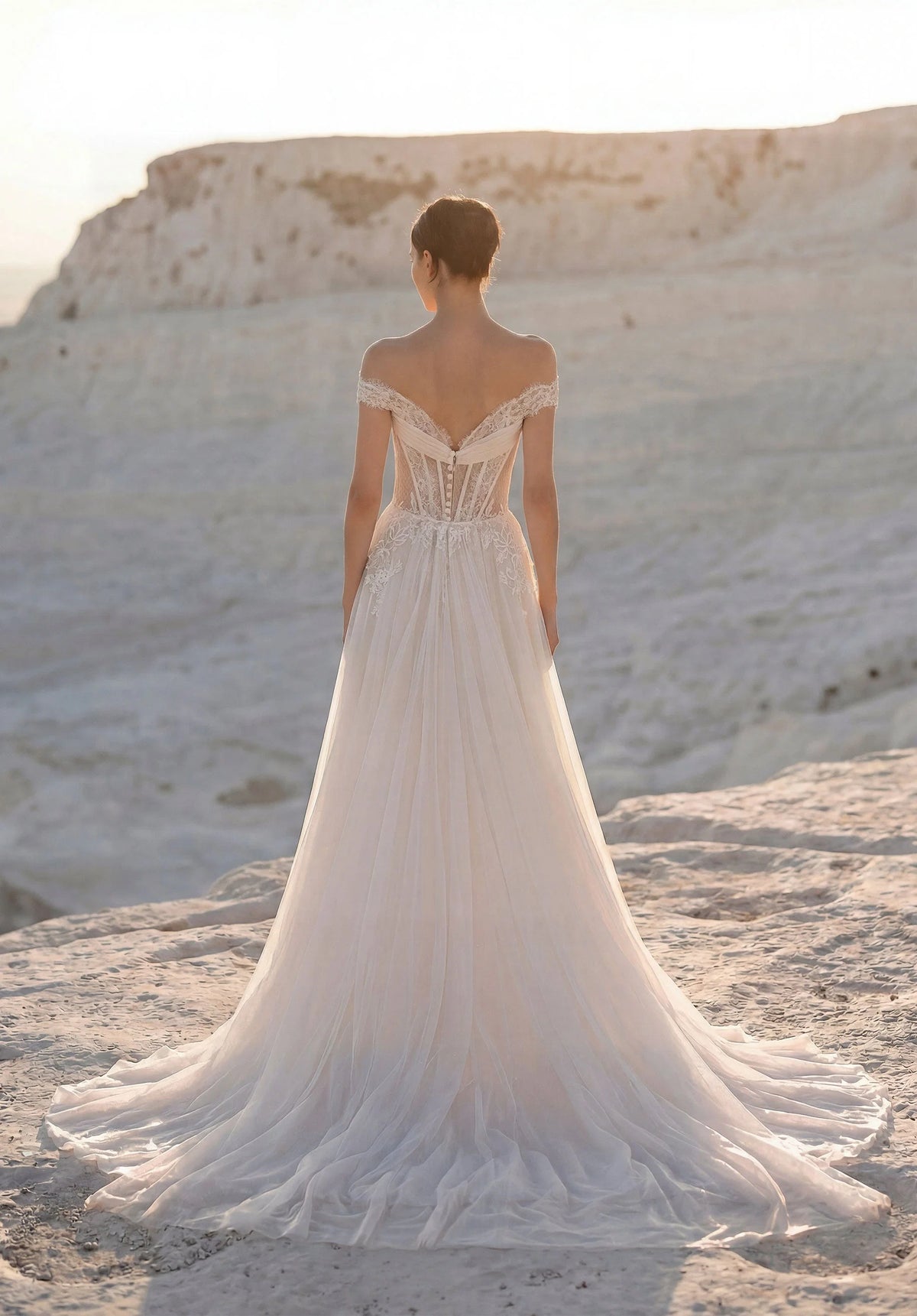 34751-Sheer A-Line Wedding Dress