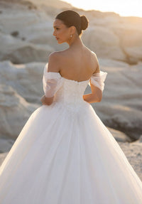 34753-Ball Gown Satin Off the Shoulder Wedding Dress
