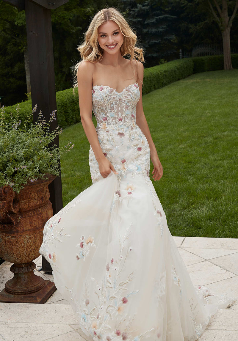 31486 - Colored Floral Mermaid with Detachable Sleeves