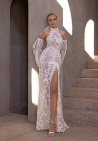 33451 - Chic Fit and Flare Wedding Dress for a Glamorous Look