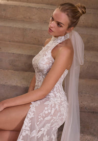 33451 - Chic Fit and Flare Wedding Dress for a Glamorous Look