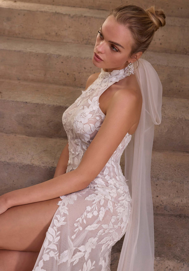 33451 - Chic Fit and Flare Wedding Dress for a Glamorous Look