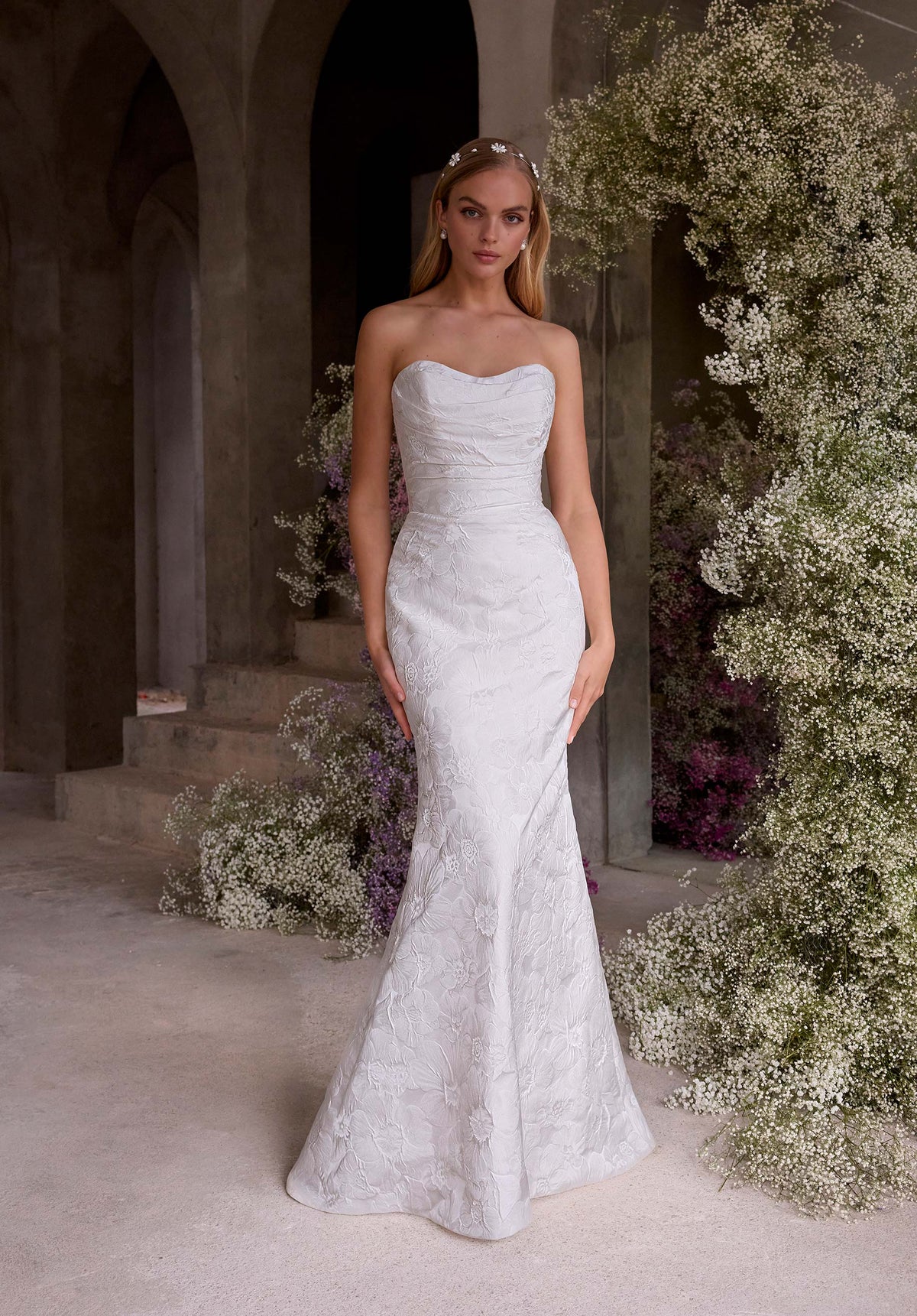 33446 - Elegant Fit & Flare Bridal Dress with Beaded Details