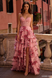 Sherri Hill Dress 57569 - Strapless Floral Tiered Gown