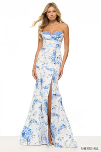 Sherri Hill Dress 57577 - Strapless Floral Fit and Flare Gown