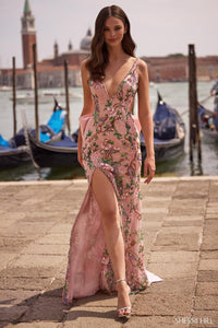 Sherri Hill Dress 57601 - Floral Embellished Fitted Gown with Open Back