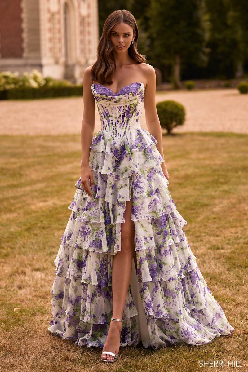 Sherri Hill Dress 57692 - Strapless Floral Ballgown