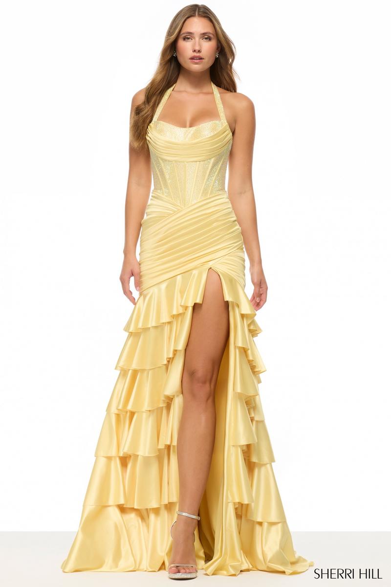 Sherri Hill Dress 57702 - Halter Neckline, High-Low Silhouette