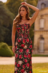 Sherri Hill Dress 57719 - Strapless Floral Fitted Gown