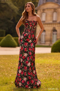 Sherri Hill Dress 57719 - Strapless Floral Fitted Gown