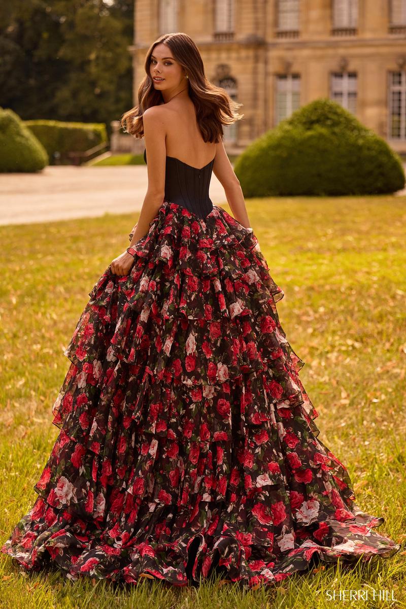 Sherri Hill Dress 57722 Strapless High-Low Floral A-Line