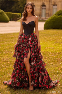 Sherri Hill Dress 57722 Strapless High-Low Floral A-Line
