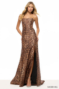 Sherri Hill Dress 57774 - Strapless Animal Print Fit and Flare Gown