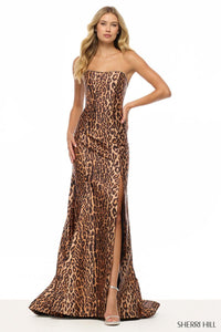 Sherri Hill Dress 57774 - Strapless Animal Print Fit and Flare Gown