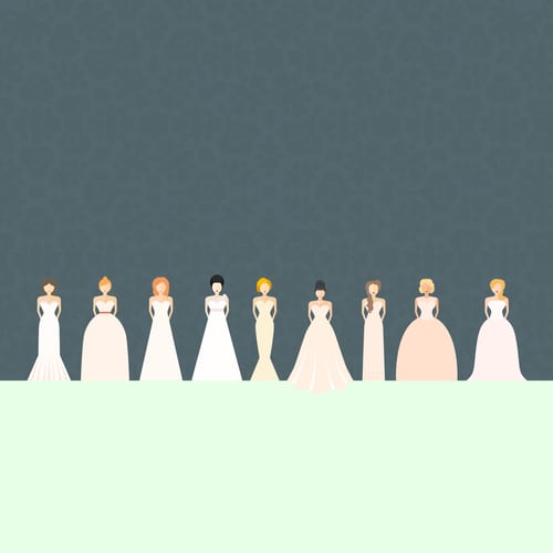 A vector of four brides in different wedding dress styles with different body types. | Normans Bridal