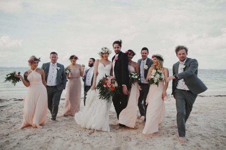 A Norman's bride and her wedding party on the beach.